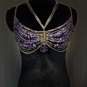 Purple Beaded Chain Bra Top